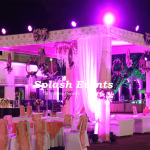 White and peach theme wedding decoration in Taj SMS Convention Centre Jaipur